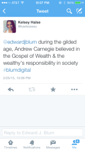 Andrew Carnegie believed that wealthy Americans should regenerate society by using their money in a way that could improve conditions in poverty. Carnegie used his wealth to help society by building schools, libraries, and universities in America. 
